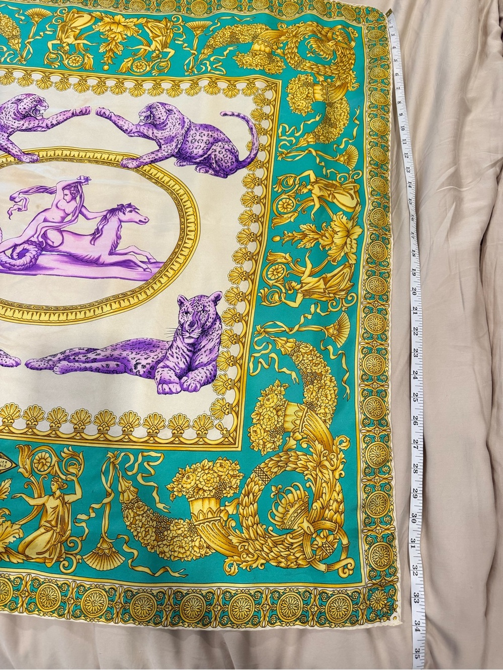 Versace Green, Purple & Gold Baroque Silk Scarf - Atelier Versace - Picture 8 of 10